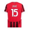 AC Milán Jovic 15 Domácí 2024-25 - Dětské Fotbalové Dresy (S/S)